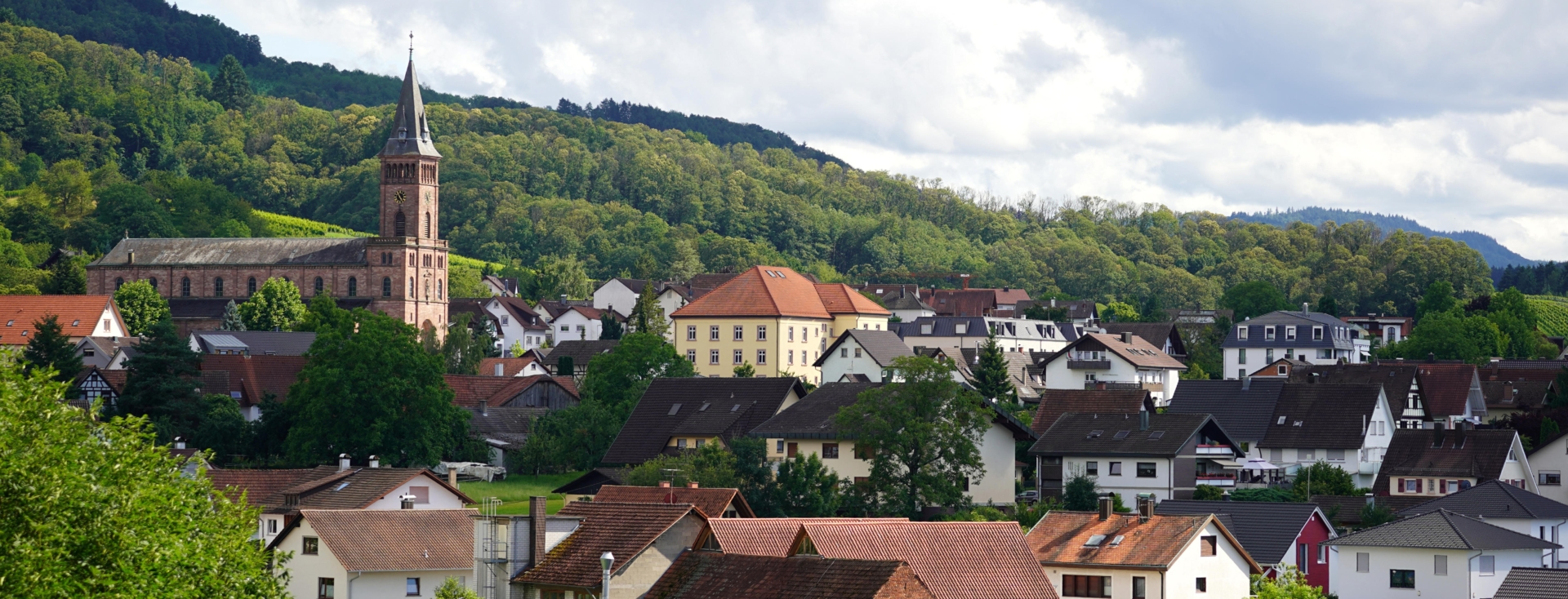 Blick von Niederhofen aus auf den Dorfkern bewölkt 2 Foto Walter Kohler Zuschnitt