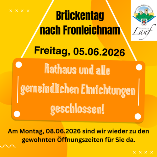 Brückentag am Freitag, 5. Juni 26