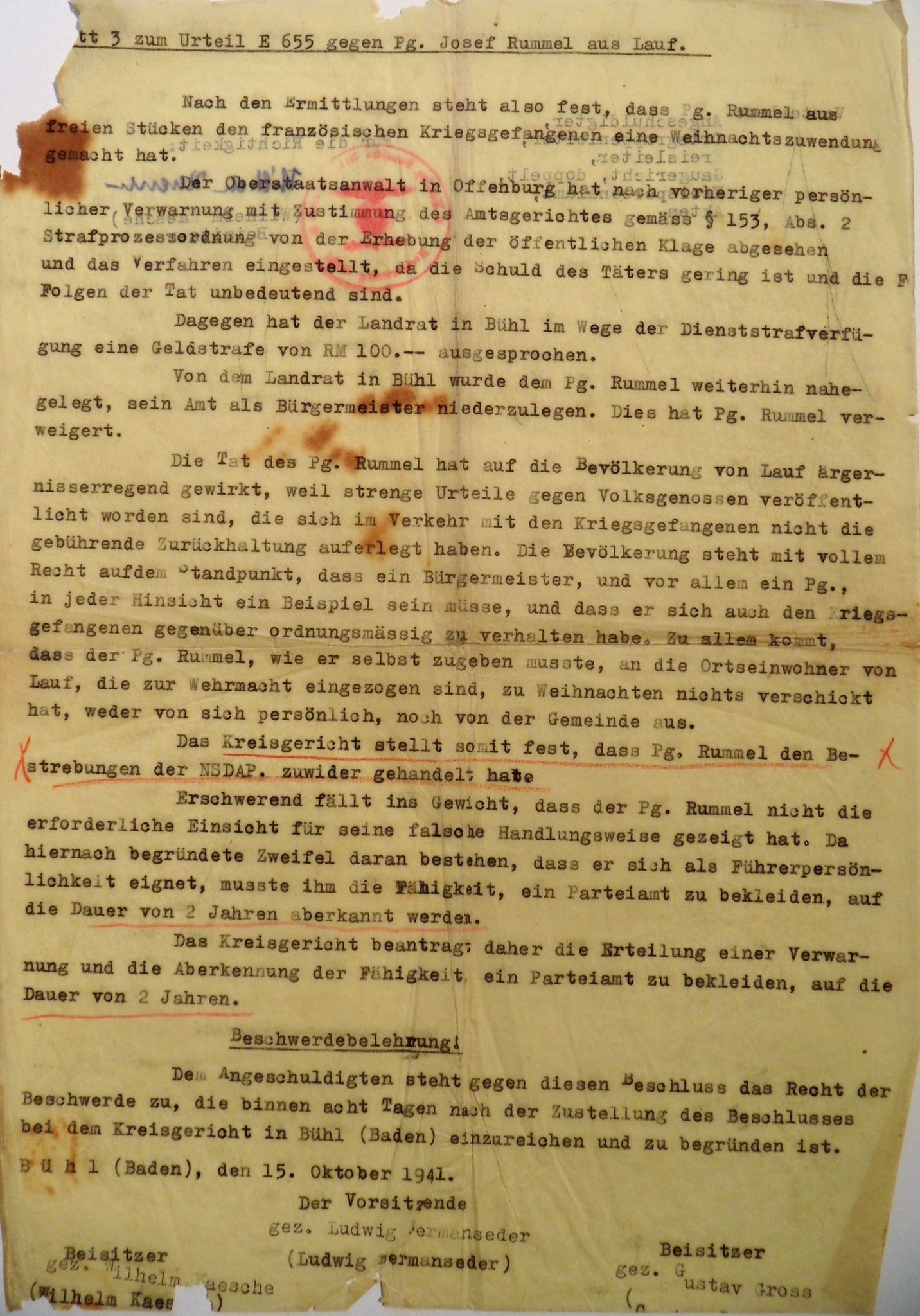 Josef Rummel, Bürgermeister von Lauf 1928 – 1946 › Lauf im Schwarzwald ...