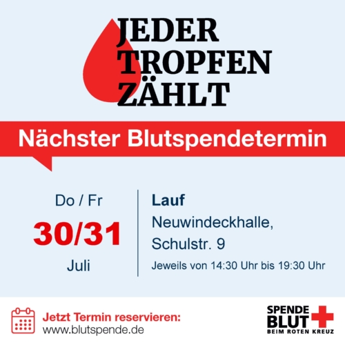 Blutspende in Lauf am 30./31. Juli 26