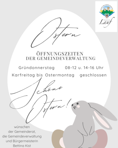 Ostergruß und Öffnungszeiten an Ostern