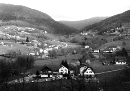 Foto: Historisches Bild von Lauf mit Blick auf die Berge (schwarz-weiß)